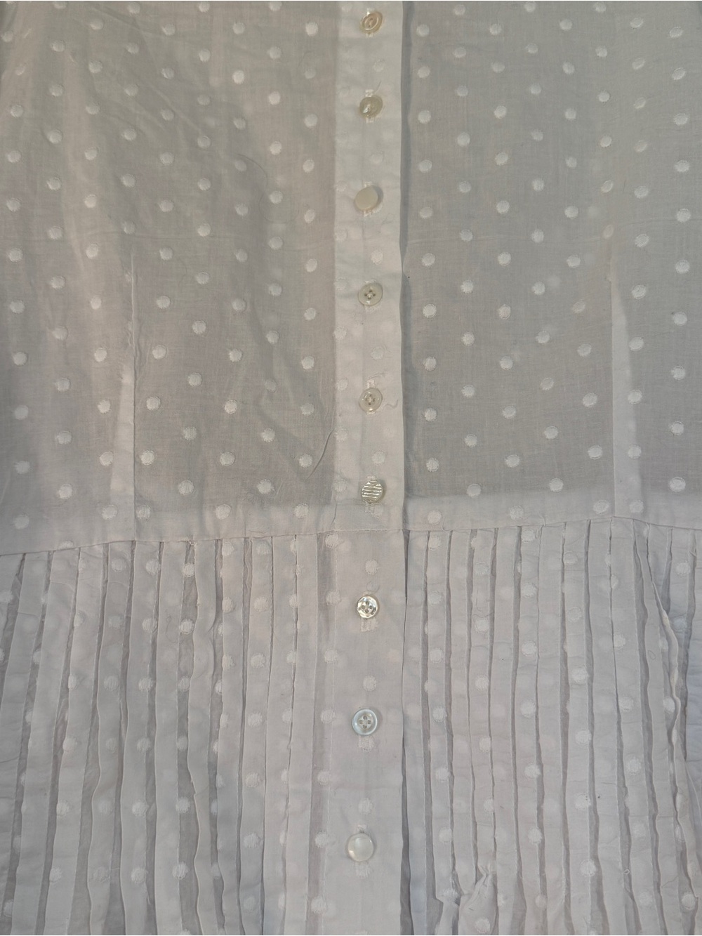 Krista Larson large white button down blouse polka dot adjustable one size - Picture 5 of 8